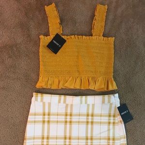 Yellow smocked crop top